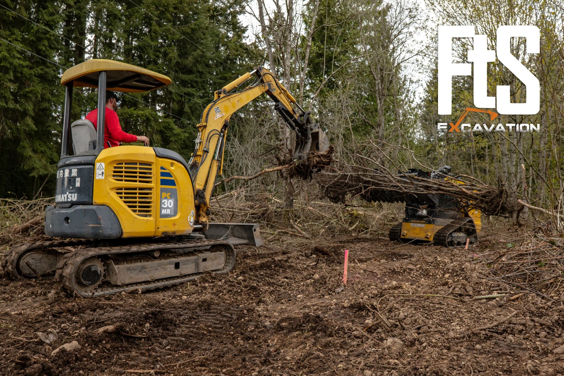 Dug out trench for building works of new house concrete foundation on construction site